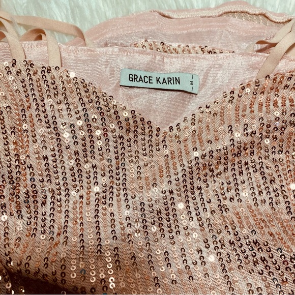 Grace Karin Sequin Peplum Camisole Blouse Top Sz-Medium - Picture 4 of 4